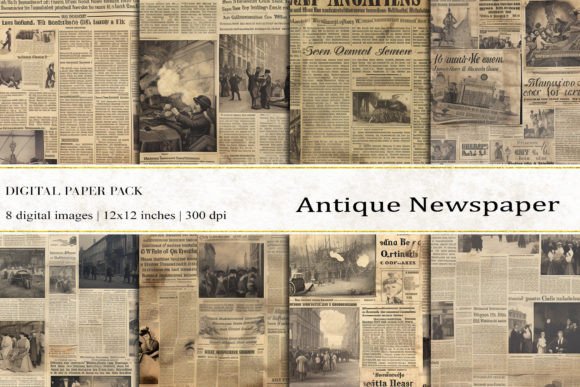 Antique Newspaper Digital Papers for Authentic Vintage Design
