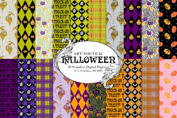Art Nouveau Halloween Digital Paper