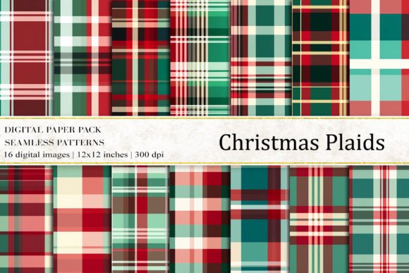 Christmas Plaids Digital Papers for Modern Design