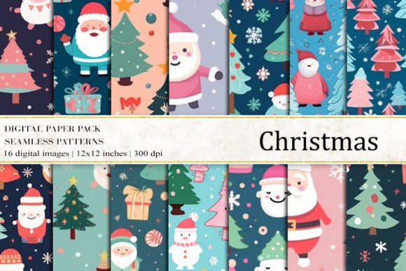 Cute Christmas Digital Papers for Creative Projects
