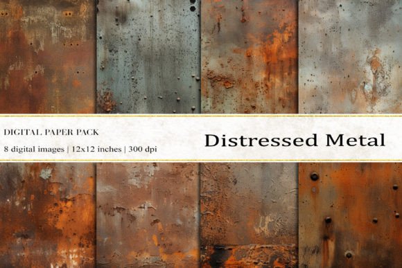 Distressed Metal Digital Papers for Creative Projects