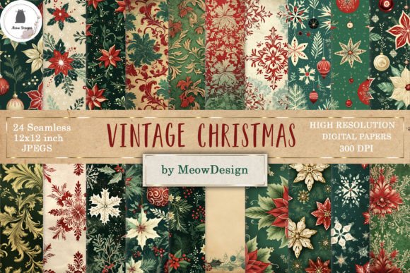 Floral Vintage Christmas Digital Paper: Integrating Seasonal Aesthetics into Professional and Personal Workflows