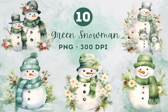 Green Snowman Christmas Clipart for Unique Holiday Designs