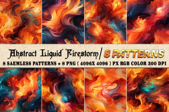 Liquid Firestorm 8 Patterns Backgrounds
