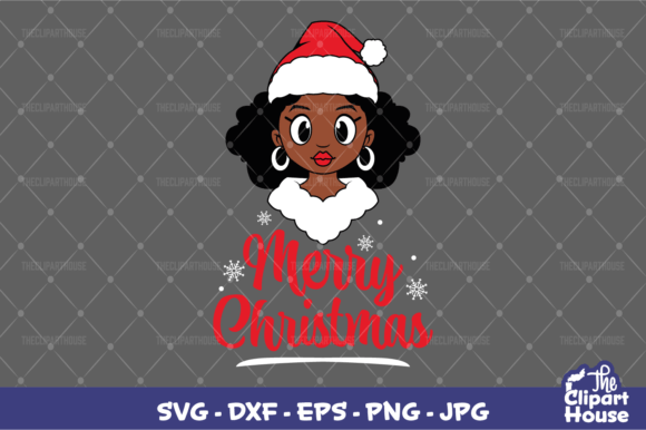 Merry Christmas Cartoony Afro Woman Face