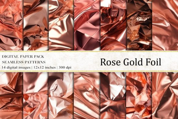 Rose Gold Foil Digital Papers for Creative Projects