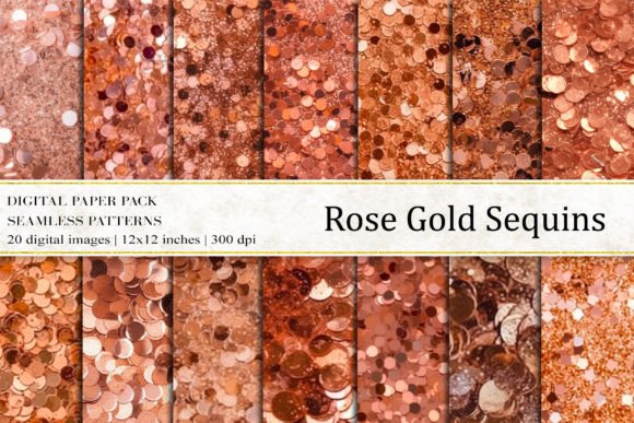 Rose Gold Sequins Digital Papers for Premium Design