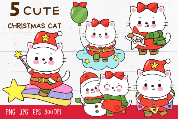 Santa Cat Christmas Kawaii Kitten Winter