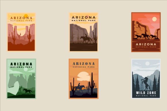 Set of Arizona or Wildlife Poster Vector: A Comprehensive Guide to Vintage Minimalist Travel Design