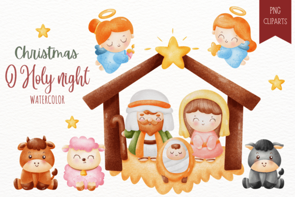 Watercolor Nativity, O Holy Night Jesus